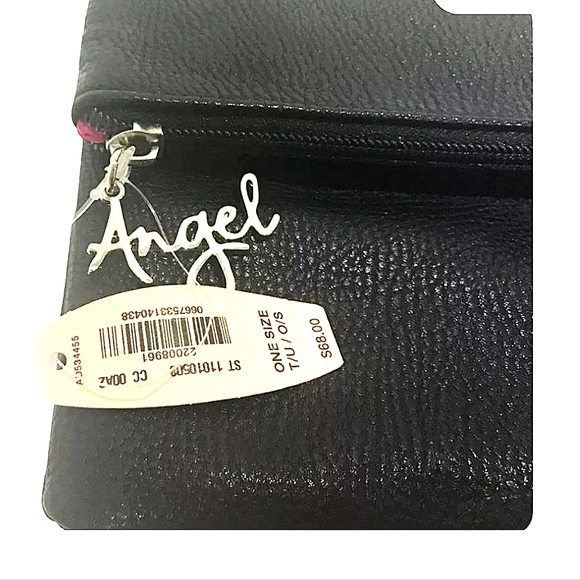 Victoria's Secret Angel Black Faux Leather Foldover Clutch 10.25"L 11.5"H 4.25"D - Picture 15 of 16